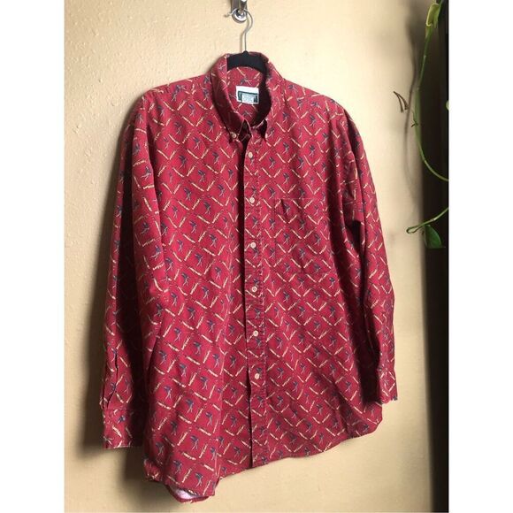 90'S IVY Club Golf PRINT BUTTON DOWN SHIRT Size XL - Picture 1 of 11